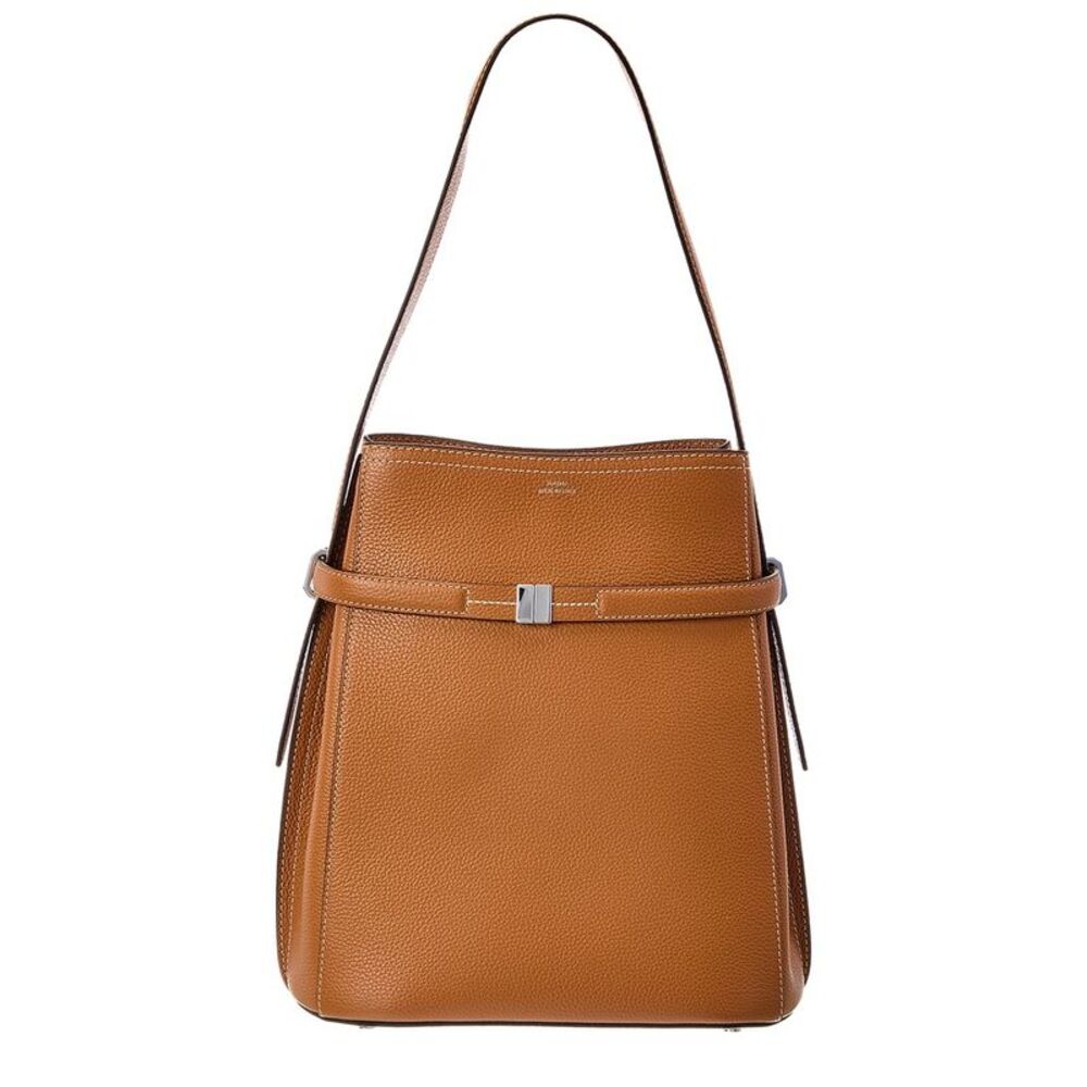 Toteme Belted Leather Bucket Bag, Brown